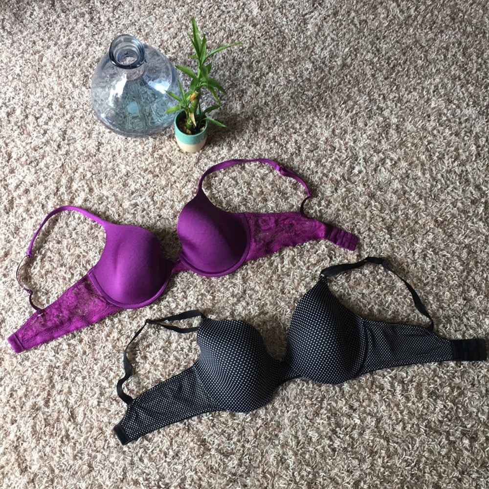 Lot of 2! Purple Vera Wang & Black Warner Bras 34C